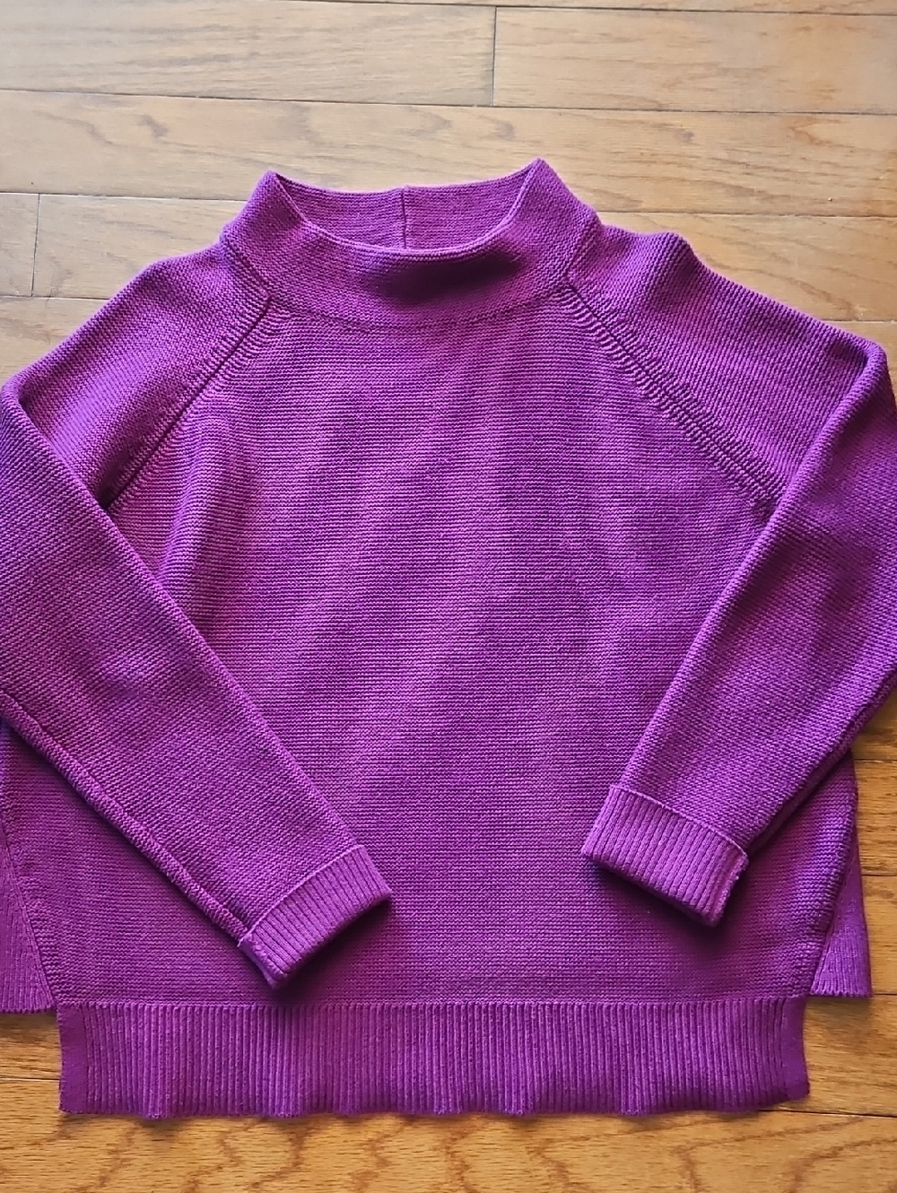 KINROSS PURPLE BOXY PULLOVER FUNNEL NECK SWEATER SZ L